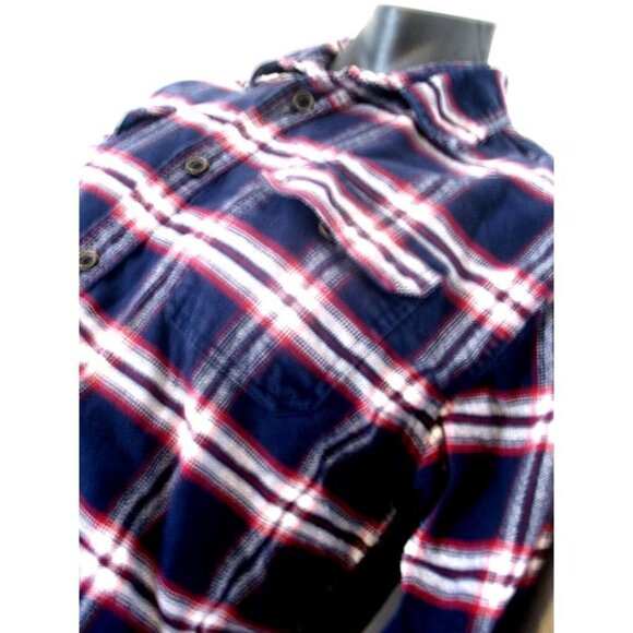 Jach's Vintage Men's Red Blue Plaid Flannel Cotton Long-Sleeve Top Shirt L. - Picture 6 of 12
